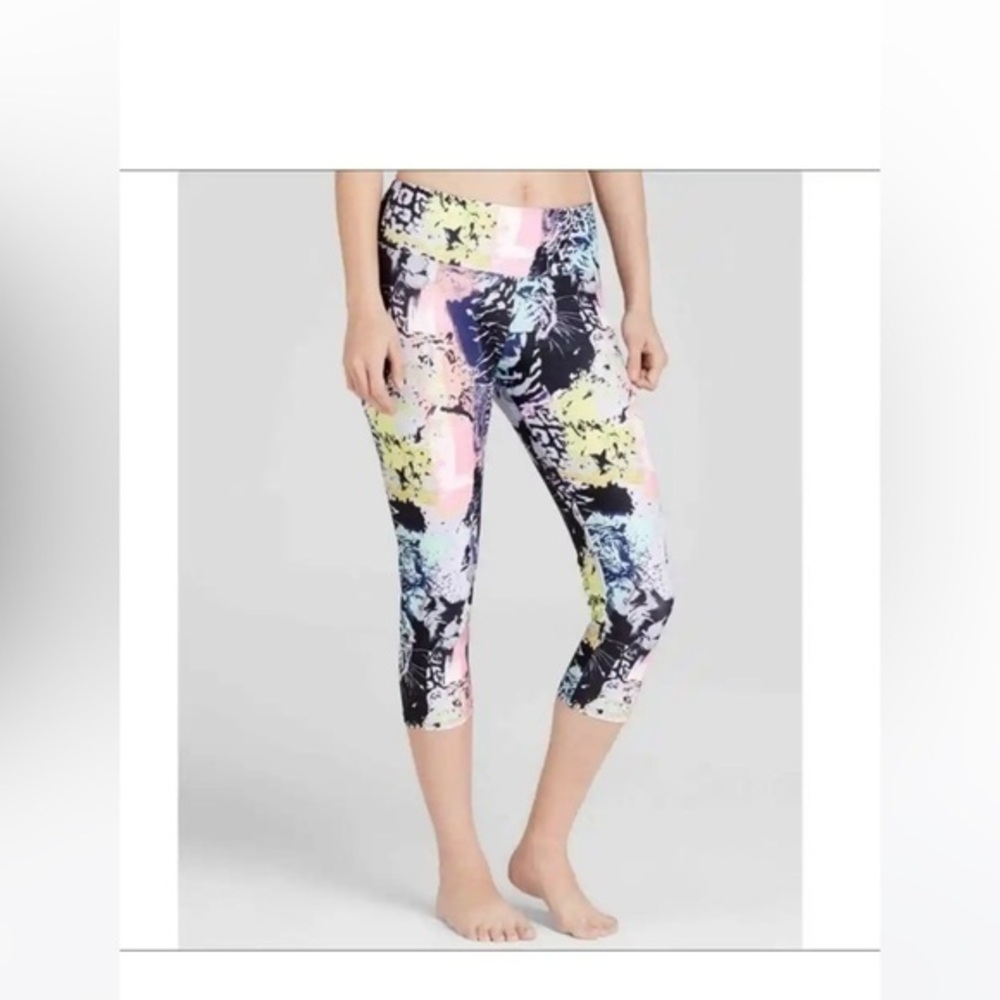 ONZIE Womens Leggings neon pastel color  Tiger Face Capri xs
